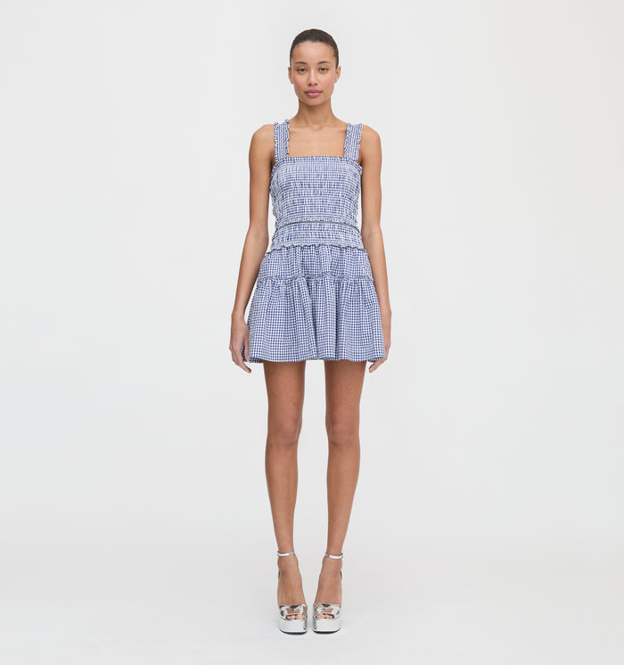 The Azalea Mini Nap Dress - Navy Gingham
