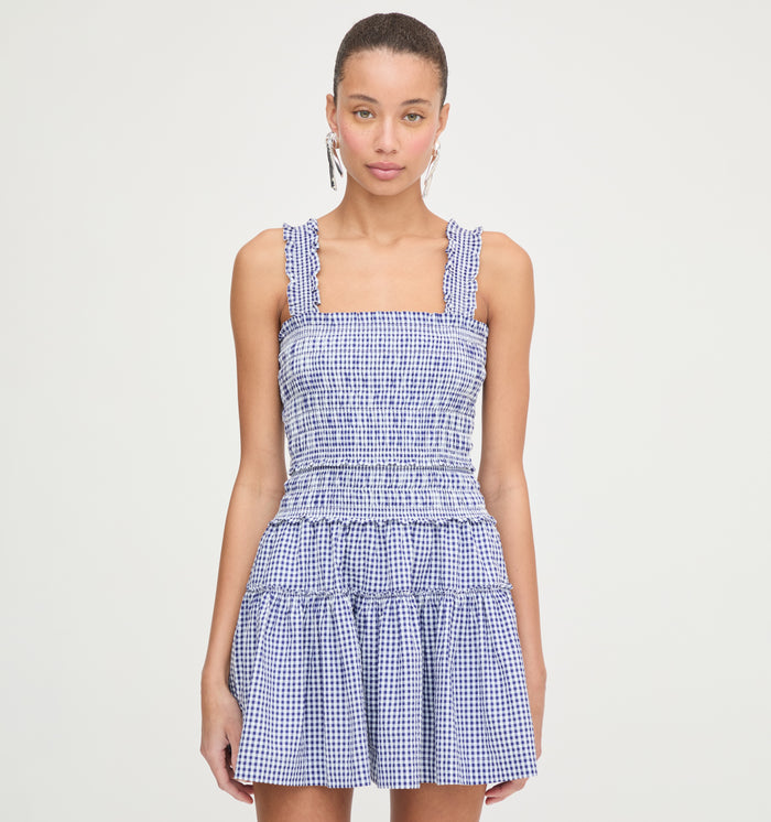 The Azalea Mini Nap Dress - Navy Gingham