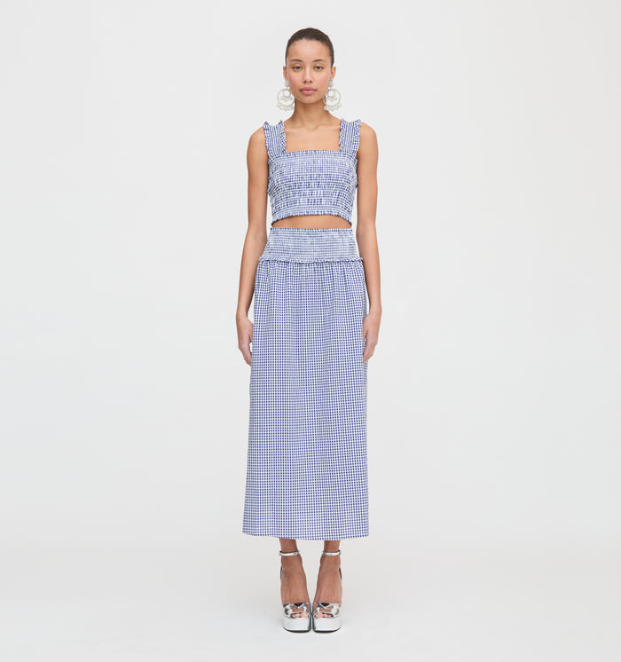 The Azalea Nap Top - Navy Gingham