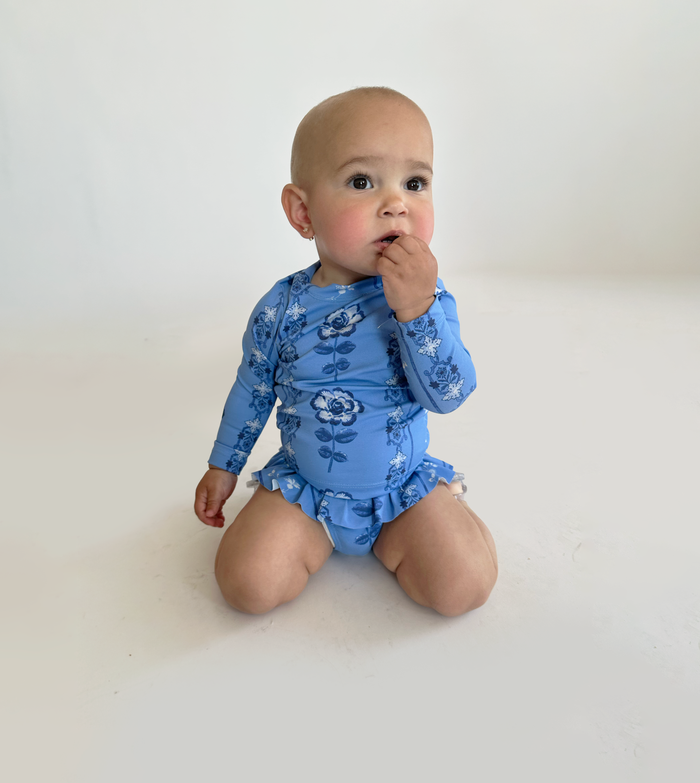 The Baby Ariel Rashguard - Blue Arcadia Border