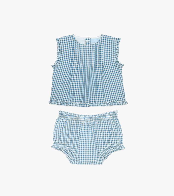 The Baby Cameron Short Set - Lagoon Gingham