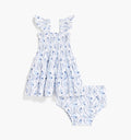 The Baby Ellie Nap Dress - Blue Vine Stripe Cotton Poplin