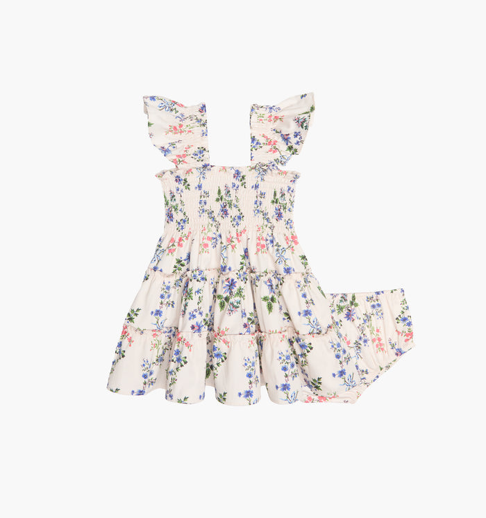 The Baby Ellie Nap Dress - Pink Scallop Bow Chintz