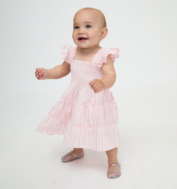 The Baby Ellie Nap Dress - Pink Variegated Stripe