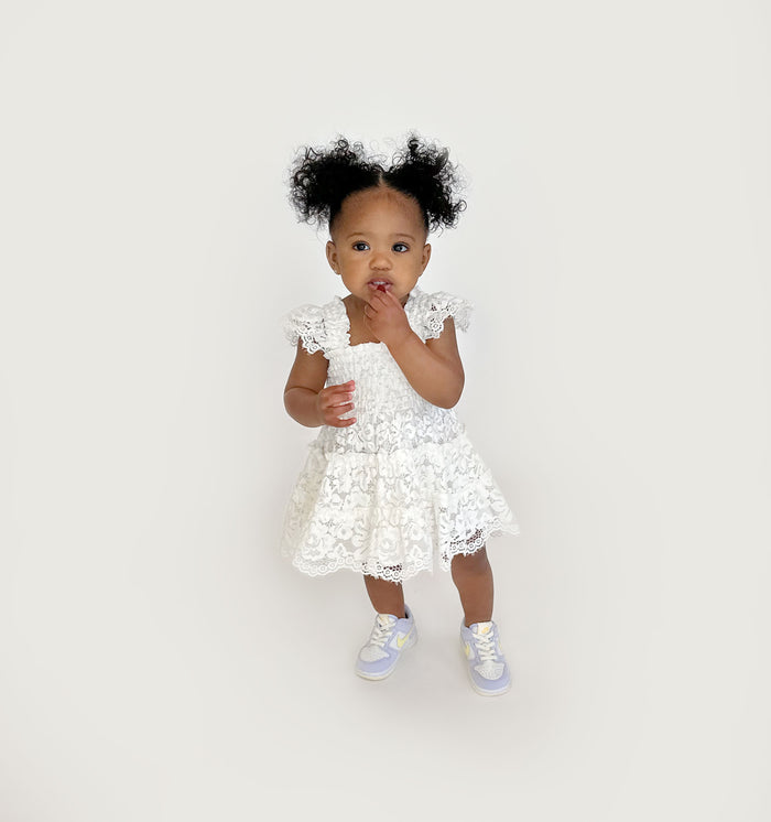 The Baby Lace Ellie Nap Dress - White Lace