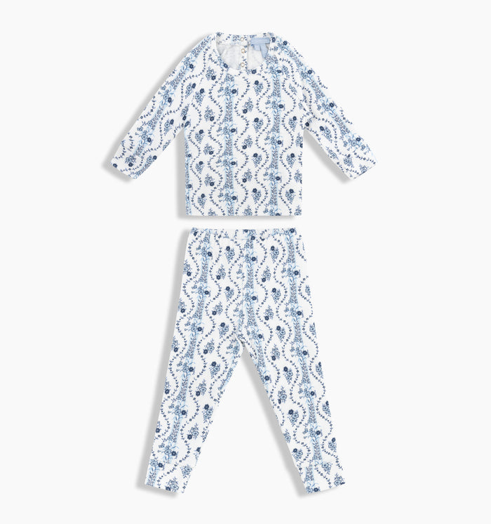 The Baby PJ Set - Blue Vine Stripe