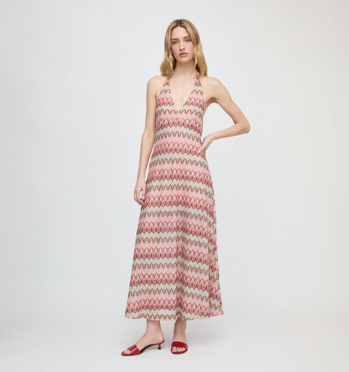 The Bela Dress - Pink Multi Smooth Shimmer Knit