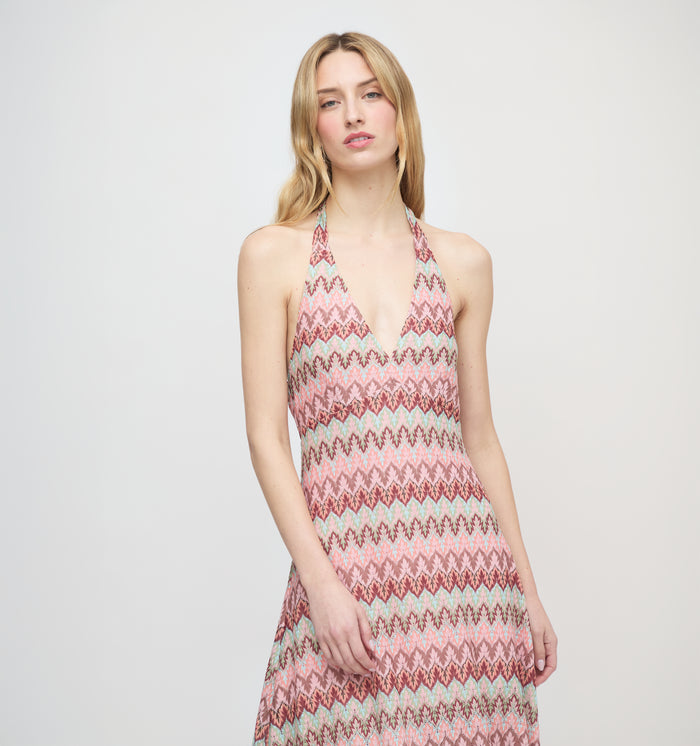 The Bela Dress - Pink Multi Smooth Shimmer Knit