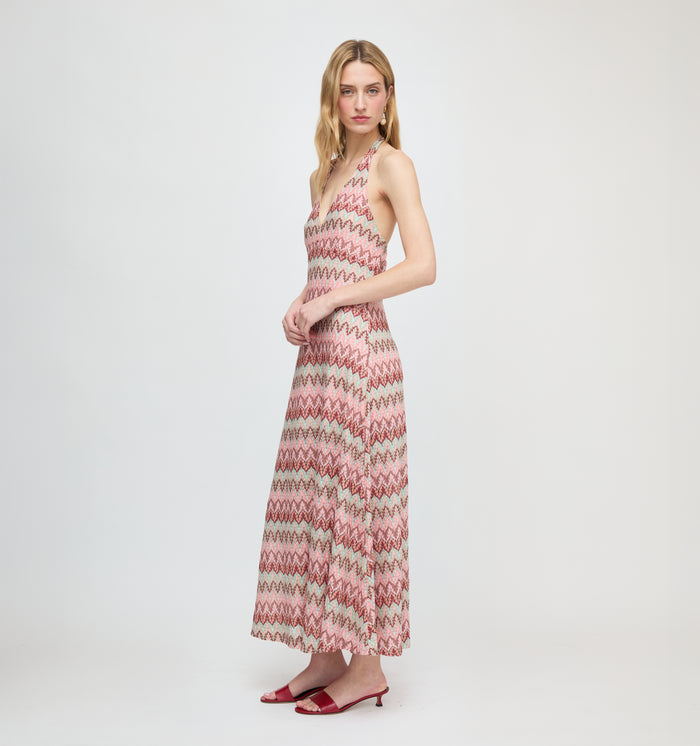 The Bela Dress - Pink Multi Smooth Shimmer Knit