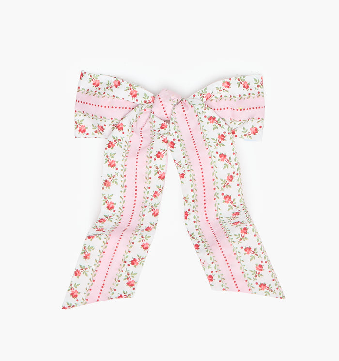 The Belle Bow - Pink Floral Dot Stripe
