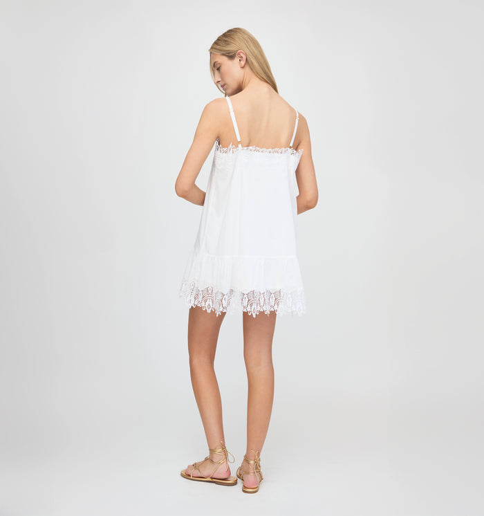 The Bexley Dress - White Voile with Lace Trim