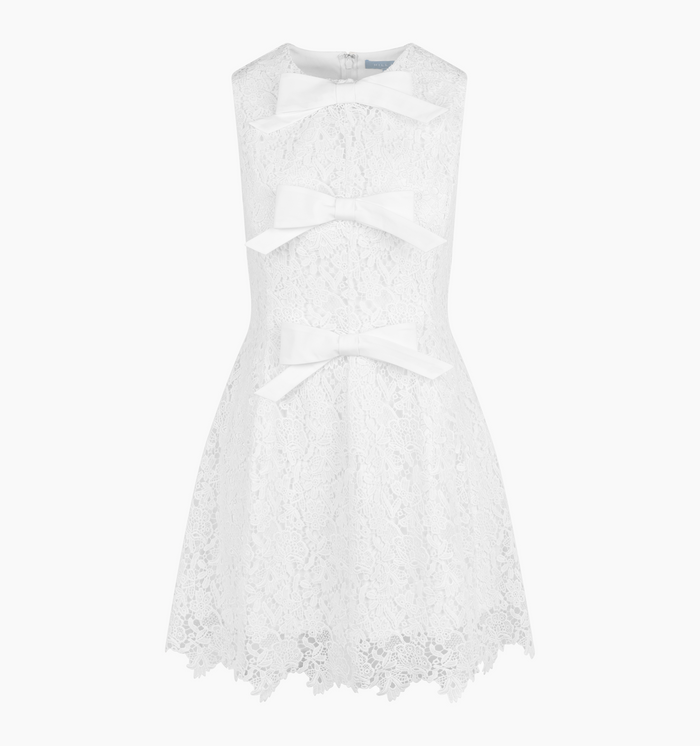 The Blythe Bow Dress in White Lace color: White Lace