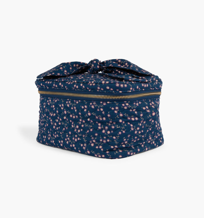 The Bow Top Cosmetic Bag -  Daisy Ditsy Toss Navy