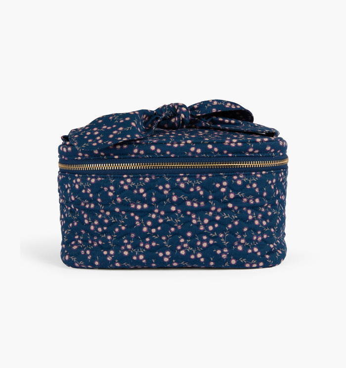 The Bow Top Cosmetic Bag -  Daisy Ditsy Toss Navy