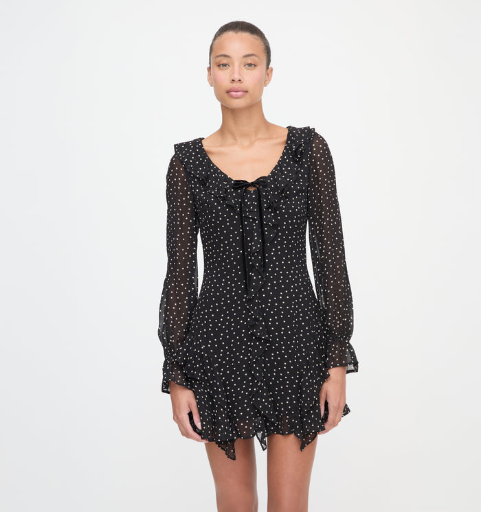 The Bridget Dress in Black Polka Dot color: Black Polka Dot