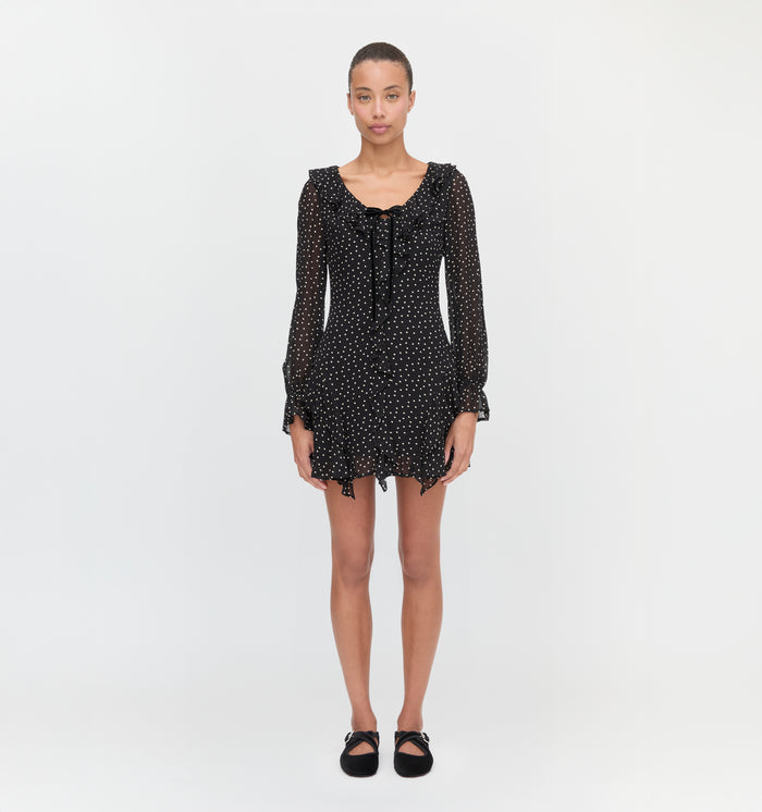 The Bridget Dress in Black Polka Dot color: Black Polka Dot