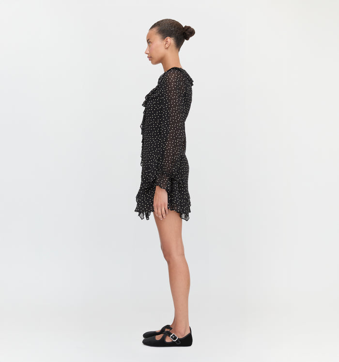 The Bridget Dress in Black Polka Dot color: Black Polka Dot