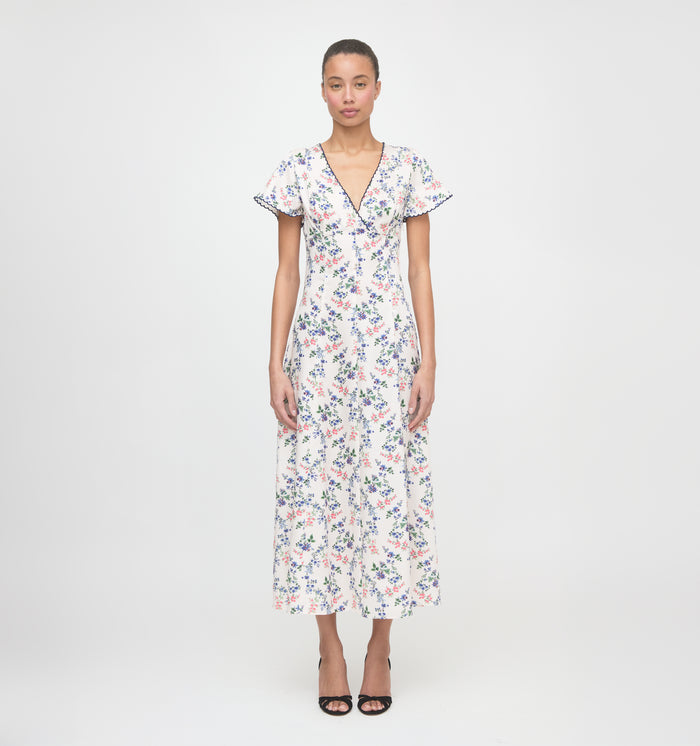 The Brie Dress - Scallop Bow Chintz Pink