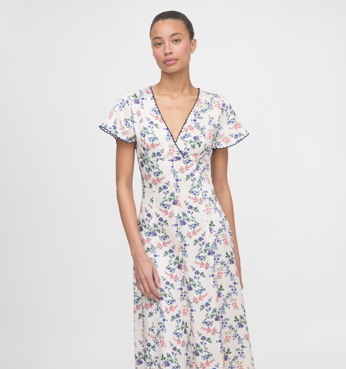 The Brie Dress - Scallop Bow Chintz Pink