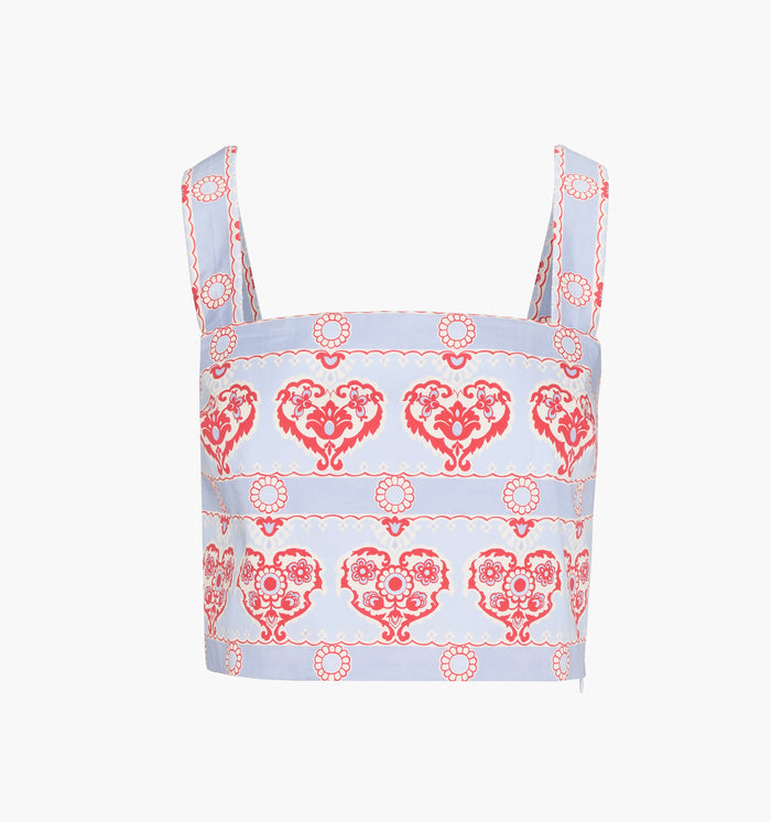 The Clara Crop Top - Poppy Damask Stripe