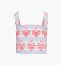The Clara Crop Top - Poppy Damask Stripe