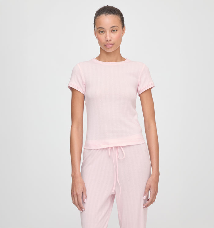 The Cleo Pointelle Set in Light Pink color: Light Pink