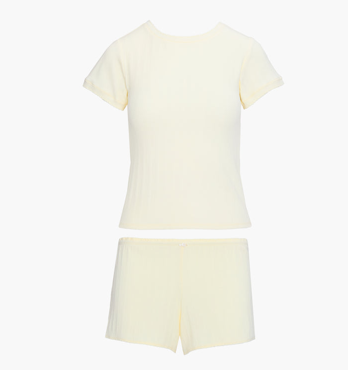 The Coco Pointelle PJ Set - Butter Yellow Pointelle