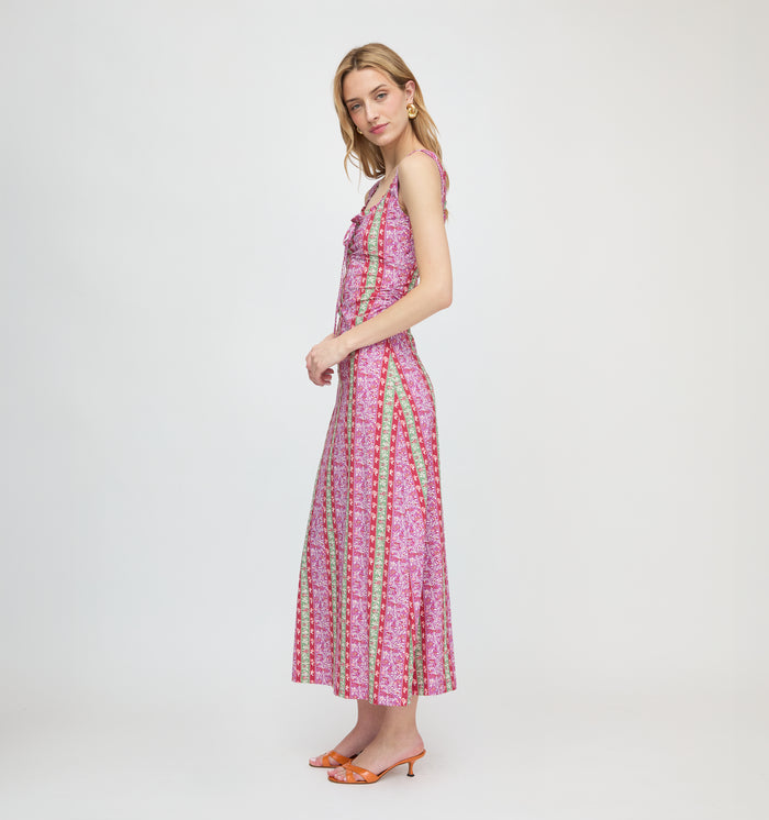 The Coraline Dress - Sunset Etched Floral Stripe