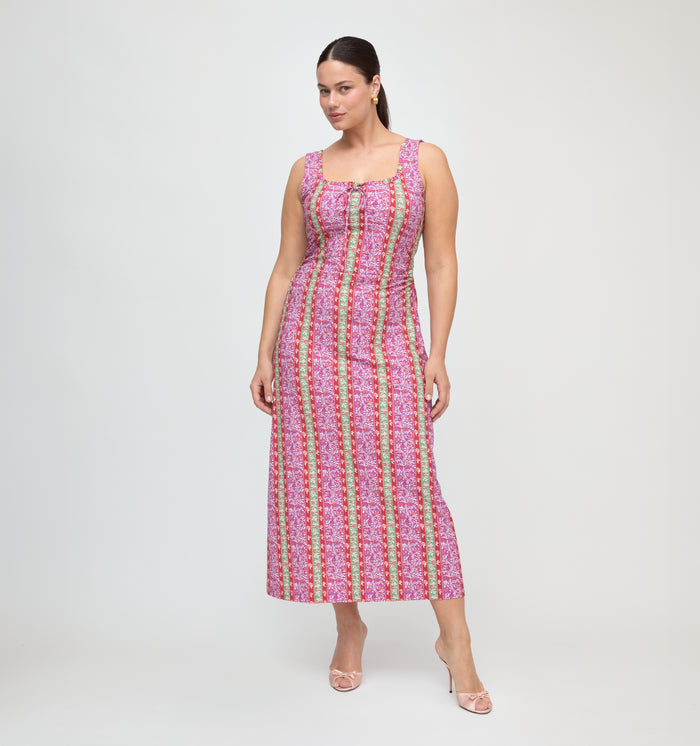 The Coraline Dress - Sunset Etched Floral Stripe