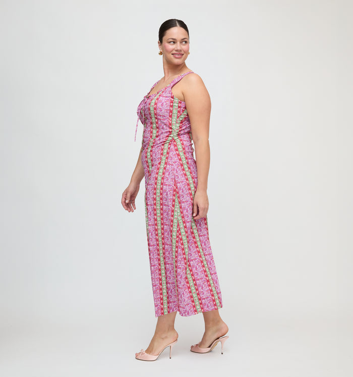 The Coraline Dress - Sunset Etched Floral Stripe