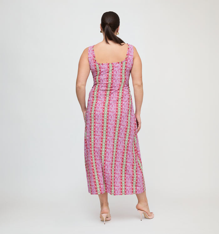 The Coraline Dress - Sunset Etched Floral Stripe