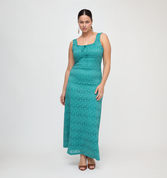The Coraline Dress - Teal Stretch Lace