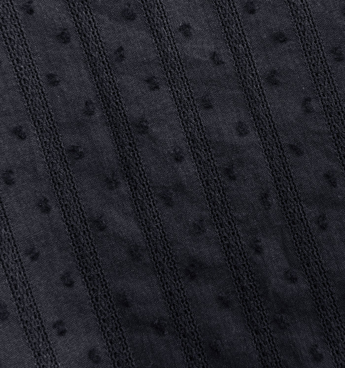 The Corinne Nap Dress - Black Linear Swiss Dot