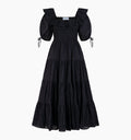 The Corinne Nap Dress - Black Linear Swiss Dot