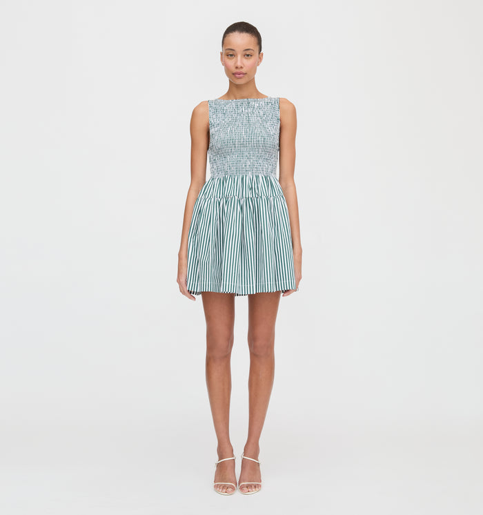 The Cosima Mini Nap Dress - Green Stripe