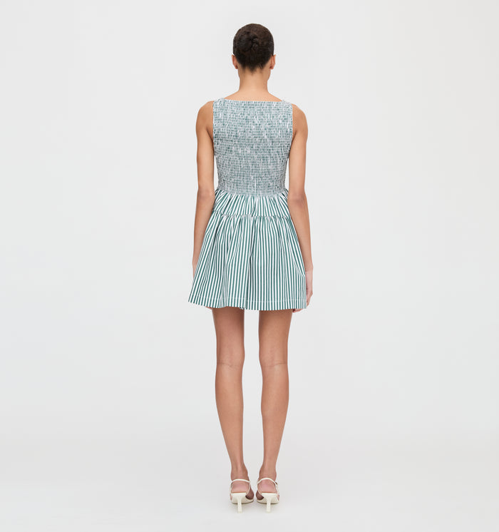 The Cosima Mini Nap Dress - Green Stripe