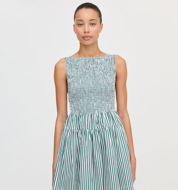 The Cosima Mini Nap Dress - Green Stripe