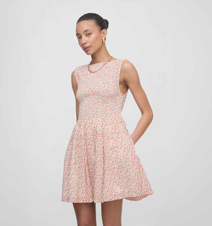 The Cosima Mini Nap Dress - Ivory Geo Ditsy