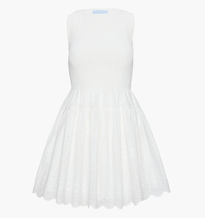 The Cosima Mini Nap Dress - White Trellis Broderie