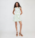 The Cosima Mini Nap Dress - White/Green Arcadia Border