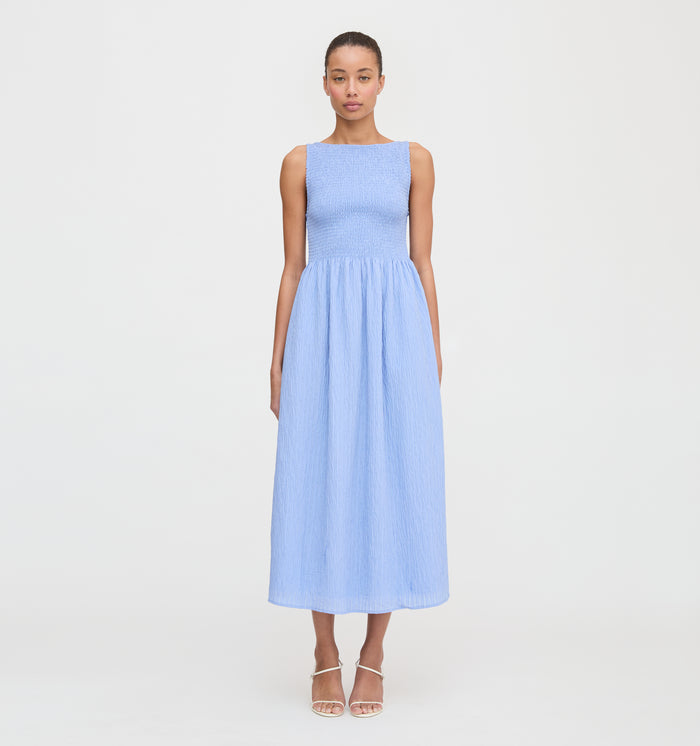 The Cosima Nap Dress - Bluebird Tonal Seersucker