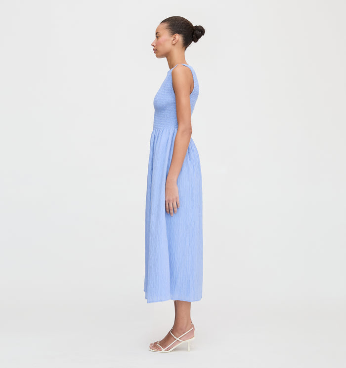 The Cosima Nap Dress - Bluebird Tonal Seersucker