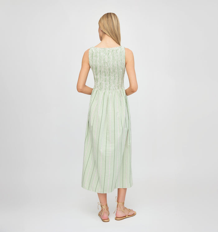 The Cosima Nap Dress - Green Jacquard Stripe