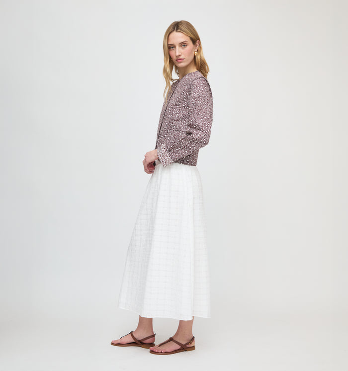 The Cropped Rowan Jacket - Chocolate Ditsy Thistle