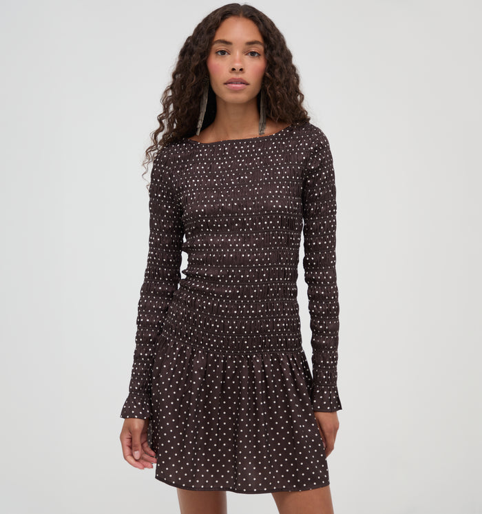 The Dalia Mini Nap Dress - Duke Dot Chocolate