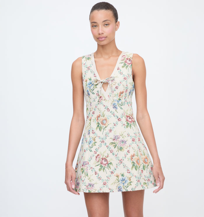 The Daria Dress in Tapestry Trellis Brocade color: Tapestry Trellis Brocade