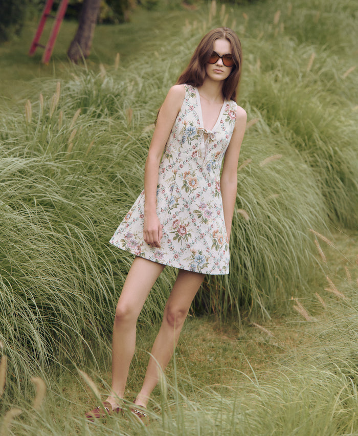 The Daria Dress in Tapestry Trellis Brocade color: Tapestry Trellis Brocade