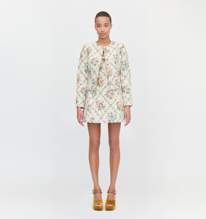 The Daria Dress in Tapestry Trellis Brocade color: Tapestry Trellis Brocade