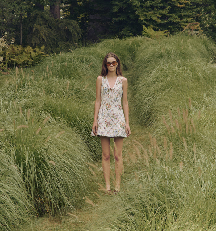The Daria Dress in Tapestry Trellis Brocade color: Tapestry Trellis Brocade