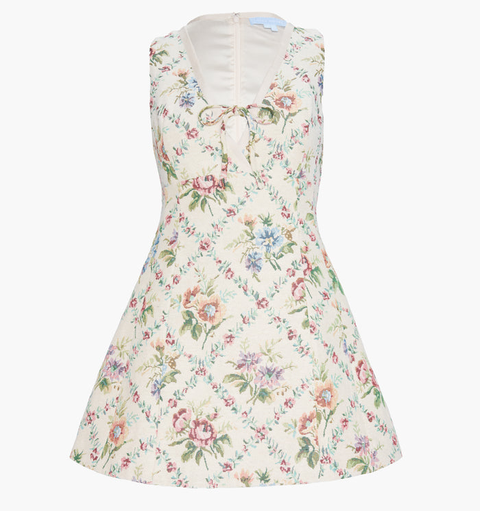 The Daria Dress in Tapestry Trellis Brocade color: Tapestry Trellis Brocade